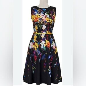 Joseff Ribkoff Vibrant Floral Print Midi Dress NWOT